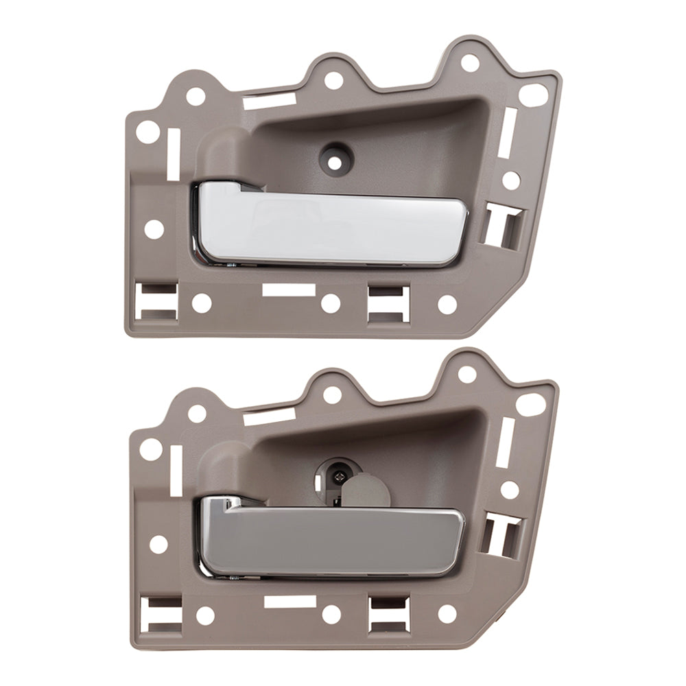 Brock Replacement 4 Pc Set Inside Door Handles Beige with Chrome Compatible with 05-10 Grand Cherokee