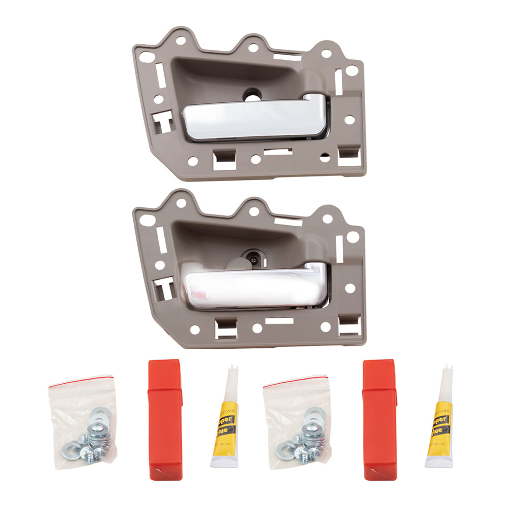 Brock Replacement Passenger Set Inside Door Handles Beige with Chrome Compatible with 05-10 Grand Cherokee