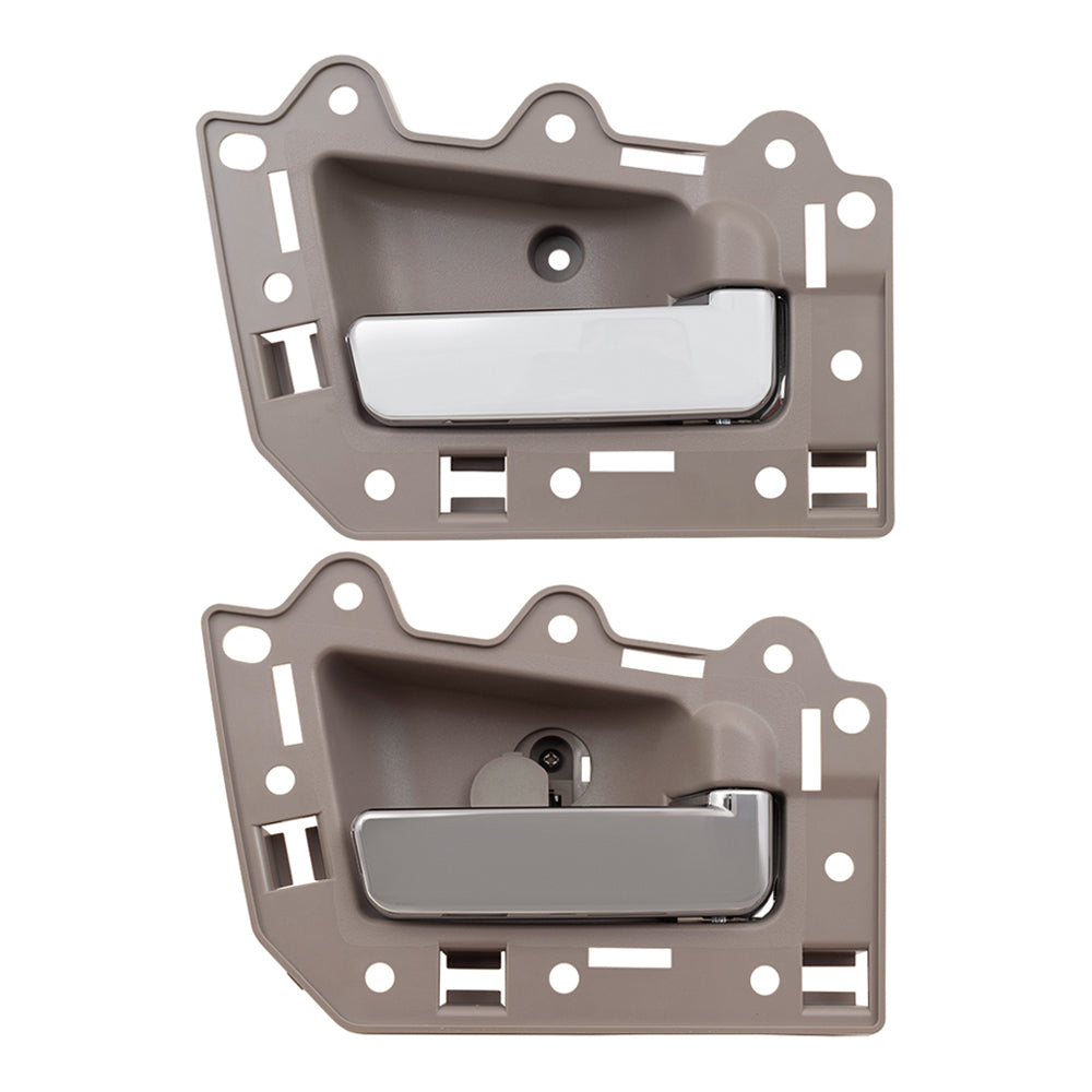 Brock Replacement Passenger Set Inside Door Handles Beige with Chrome Compatible with 05-10 Grand Cherokee