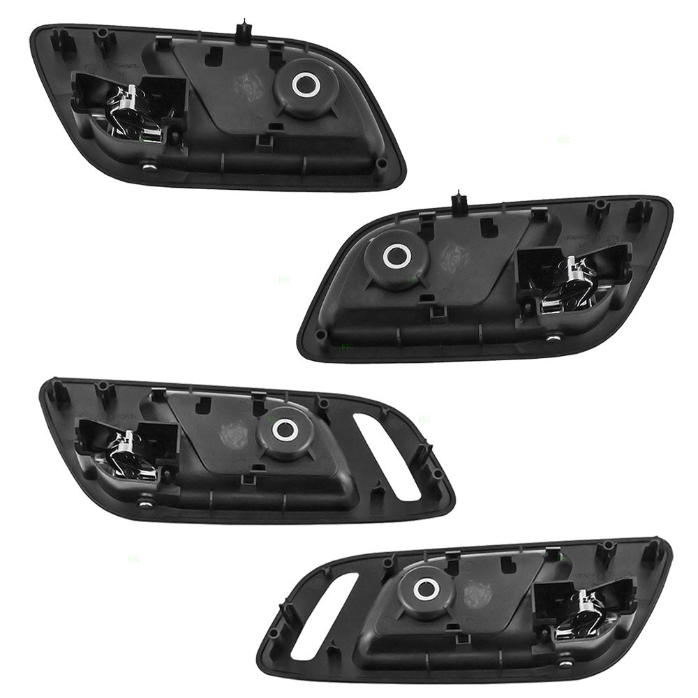 Brock Replacement 4 Pc Set Inside Door Handles Chrome Lever Black Housing Compatible with Silverado Sierra Escalade Suburban Tahoe Yukon 15935954 15947936 15939073 15939084