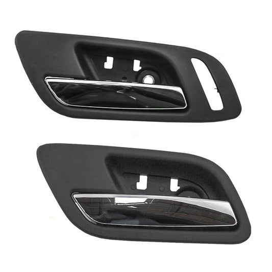 Brock Replacement Drivers Set Inside Door Handles Chrome Levers with Black Housing Compatible with Silverado Sierra Escalade Suburban Tahoe Yukon 15935954 15939073