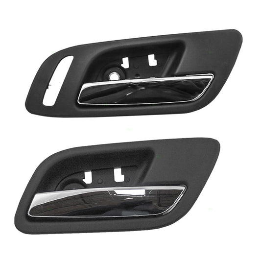 Brock Replacement Passengers Set Inside Door Handles Chrome Levers with Black Housing Compatible with Silverado Sierra Escalade Suburban Tahoe Yukon 15947936 15939084