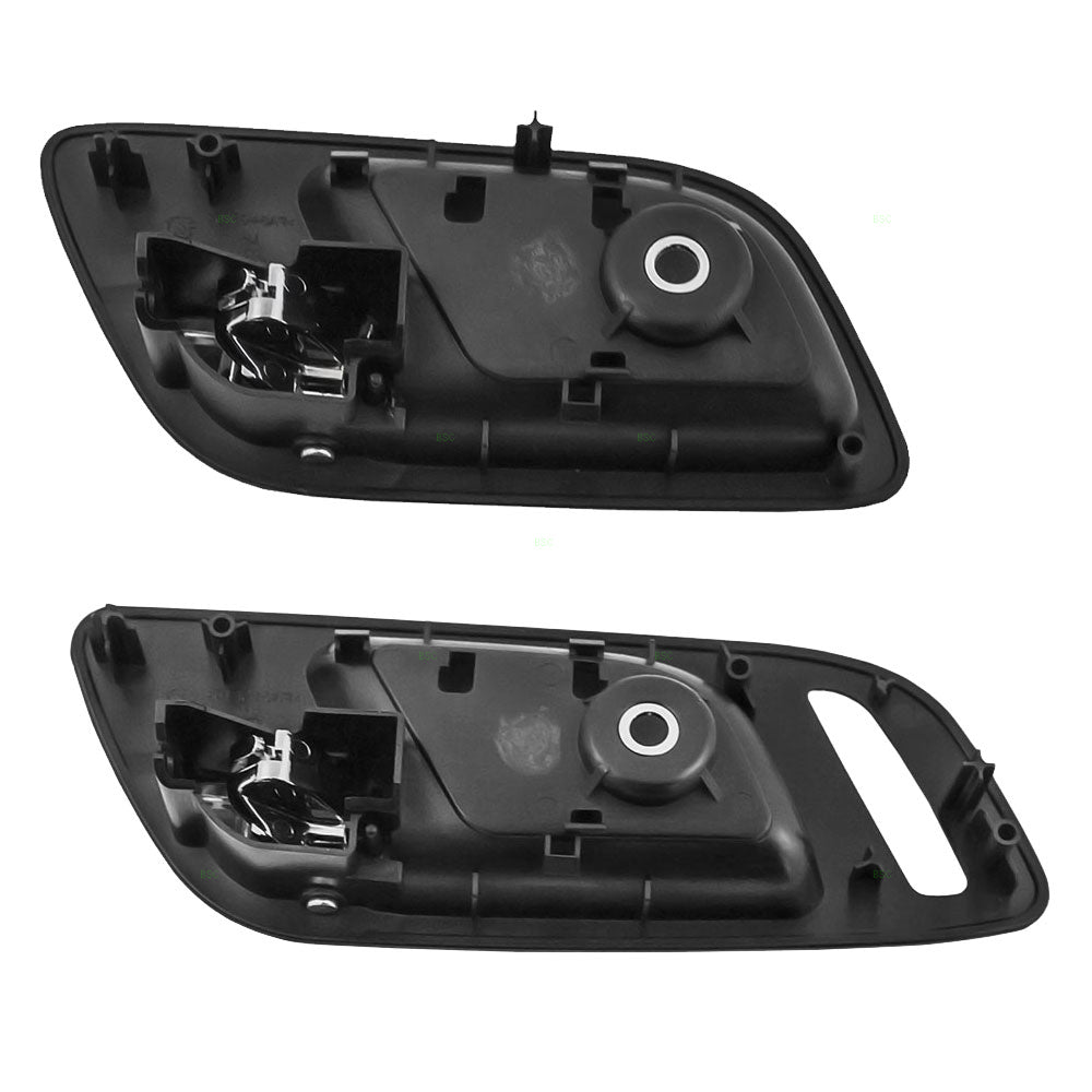 Brock Replacement Passengers Set Inside Door Handles Chrome Levers with Black Housing Compatible with Silverado Sierra Escalade Suburban Tahoe Yukon 15947936 15939084