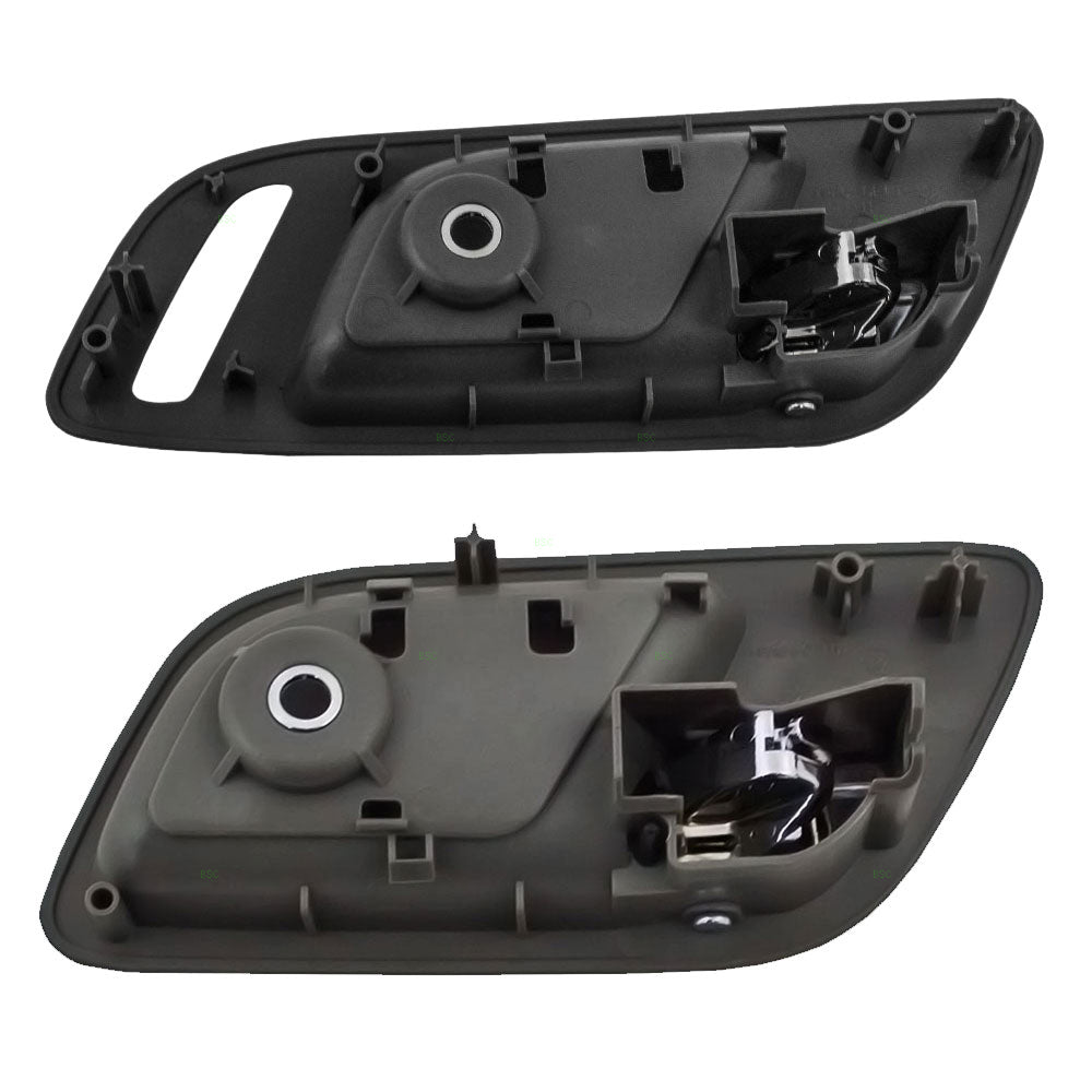 Brock Replacement Drivers Set Inside Door Handles Chrome Levers with Titanium Housing Compatible with Silverado Sierra Escalade Suburban Tahoe Yukon 15935952 15939074