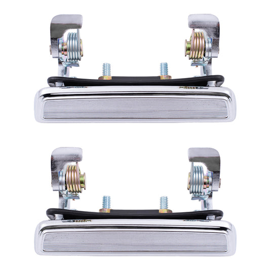 Brock Replacement Pair Set Outside Exterior Front Rear Chrome Door Handles compatible with 73-86 Various Models D8BZ6522405A D8BZ5422404A