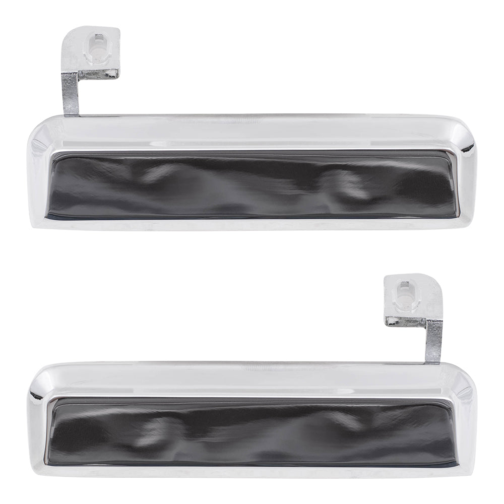 Brock Replacement Pair Set Outside Exterior Chrome Door Handles Replacement for 79-93 Various Models E3FZ5822405A E3FZ5822404A