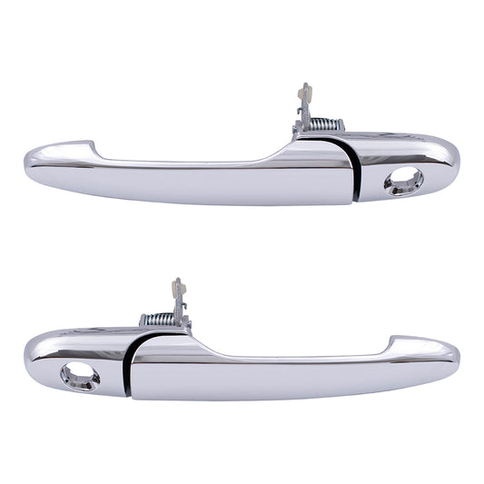 Brock Replacement Pair Set Front Outside Door Handle Chrome w/ Keyholes compatible with G5 Cobalt Solstice Sky 25869324 25867554