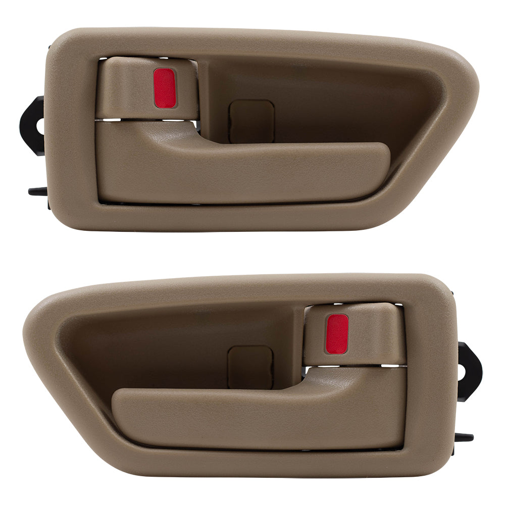 Brock Replacement Driver and Passenger Inside Inner Tan Door Handles with Bezels Compatible with 1997-2001 Camry 69206AA010B0 69205AA010B0