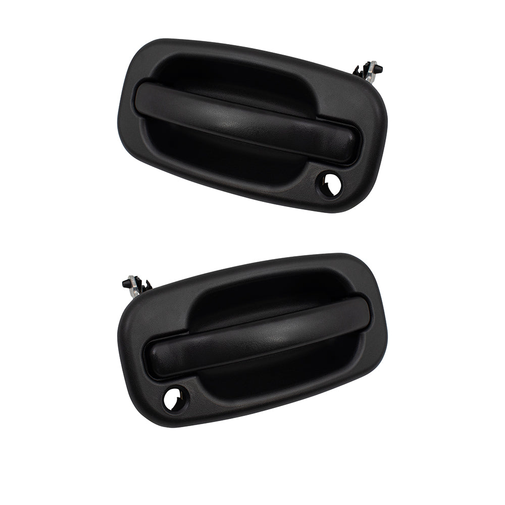 Brock Replacement Pair Set Front Outside Exterior Door Handles w/ Keyholes compatible with 99-07 GM SUV Pickup Truck 19356468 19356471