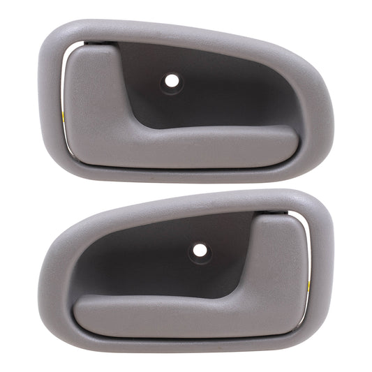 Brock Replacement Driver and Passenger Inside Inner Light Gray Door Handles Compatible with 93-97 Corolla Prizm