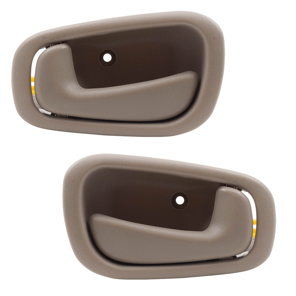 Brock Replacement Driver and Passenger Inside Inner Tan Door Handles Compatible with 98-02 Corolla Prizm 94859671 94857493