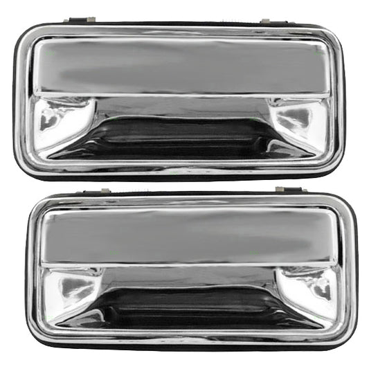 Brock Replacement Pair Set Rear Outside Door Handles Chrome Specialty compatible with Pickup Truck Suburban Blazer Tahoe Yukon Escalade