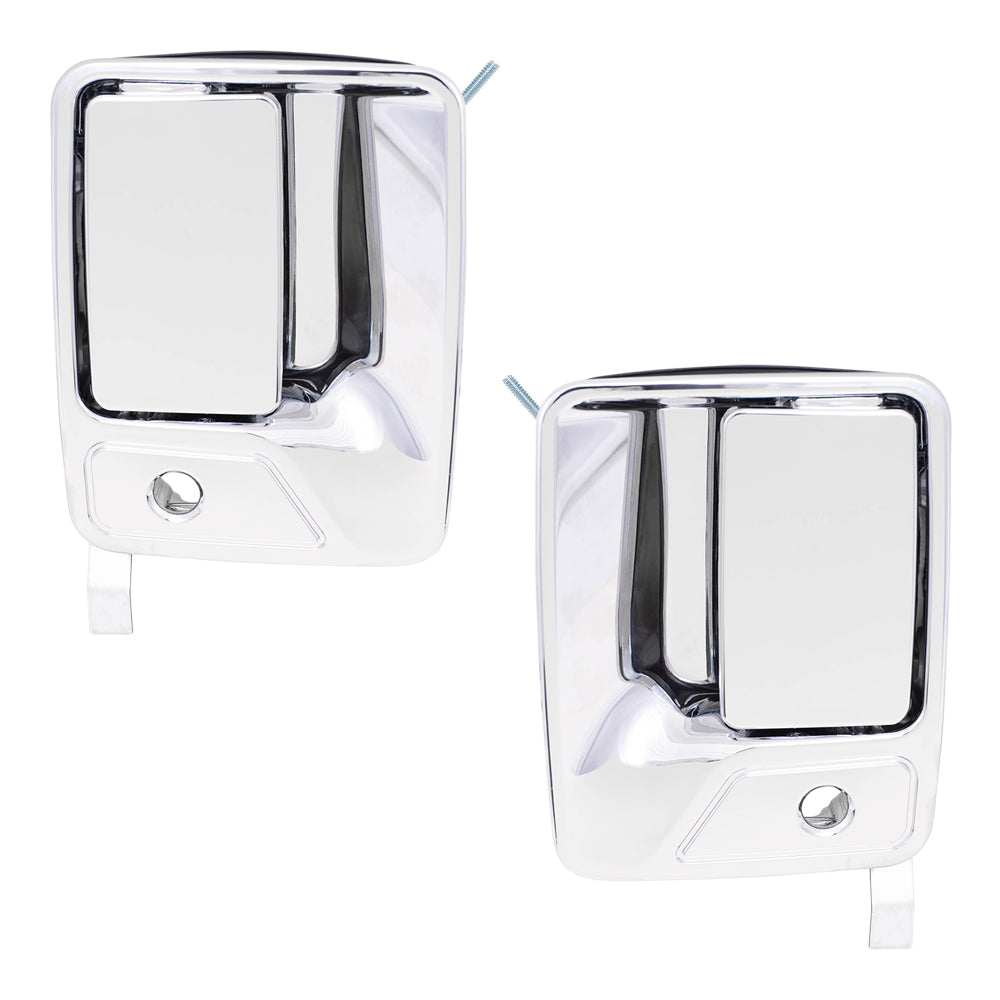 Brock Replacement Driver and Passenger Front Outside Outer Door Handles Chrome compatible with Pickup Truck