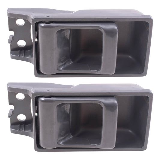 Brock Replacement for Pair of Inside Inner Gray Door Handle Compatible with 86-97 Pickup Truck 8067055G03