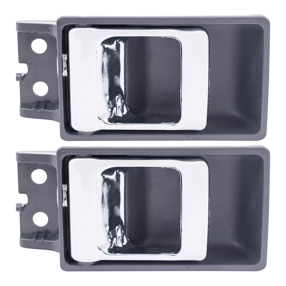 Brock Replacement Pair of Inside Inner Gray with Chrome Door Handles Compatible with 1986-1997 Pickup Truck 8067015G00