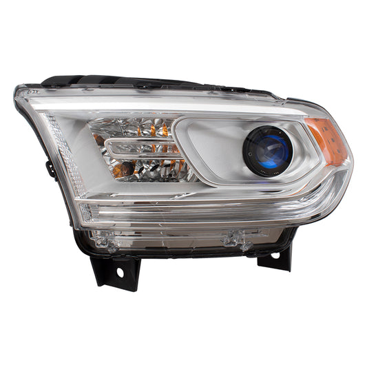 Brock Replacement Driver Halogen Combination Headlight Chrome Trim Compatible with 2014-2015 Durango 68188731AF