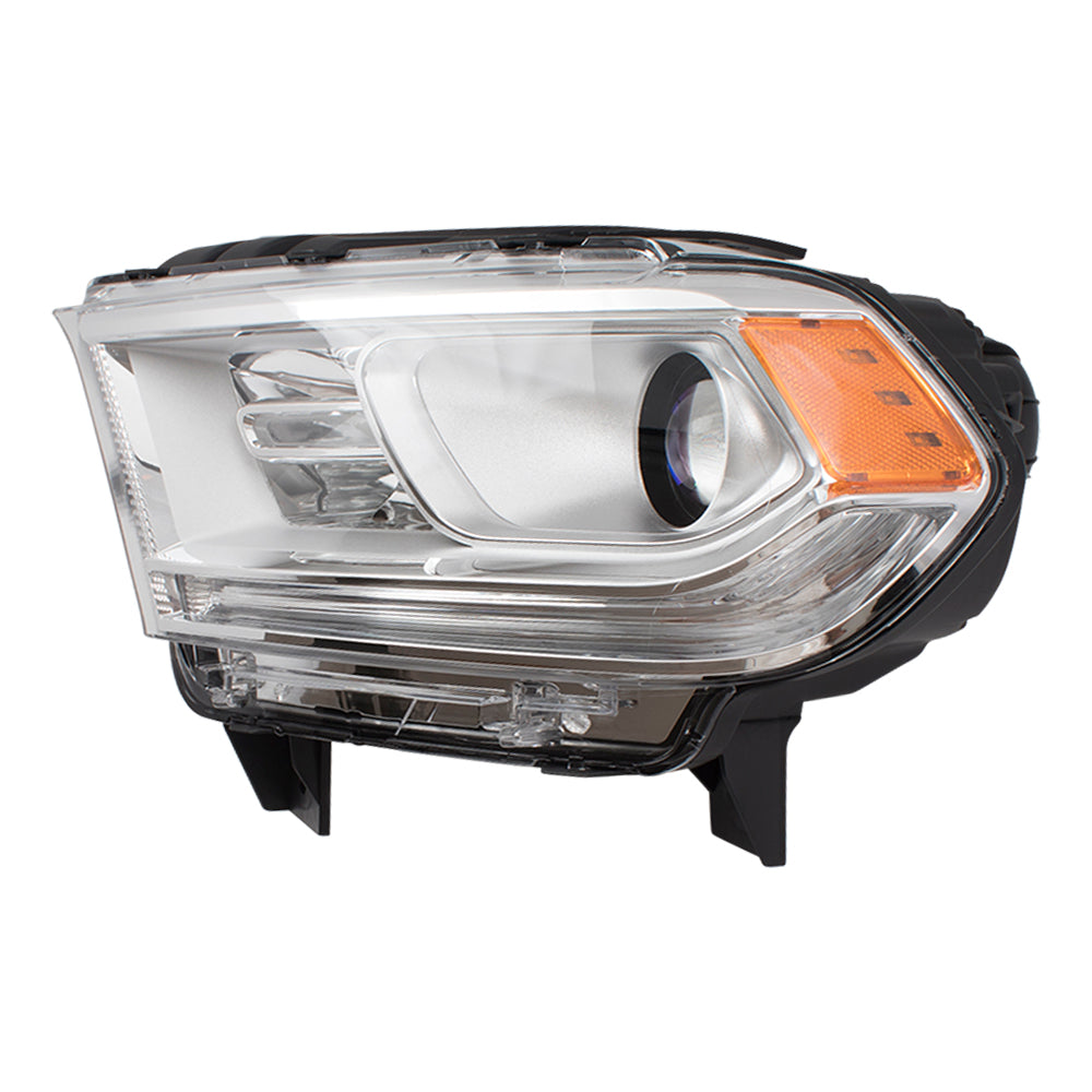 Brock Replacement Driver Halogen Combination Headlight Chrome Trim Compatible with 2014-2015 Durango 68188731AF