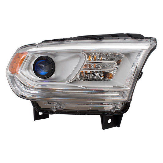 Brock Replacement Passenger Halogen Combination Headlight Chrome Trim Compatible with 2014-2015 Durango 68188730AF